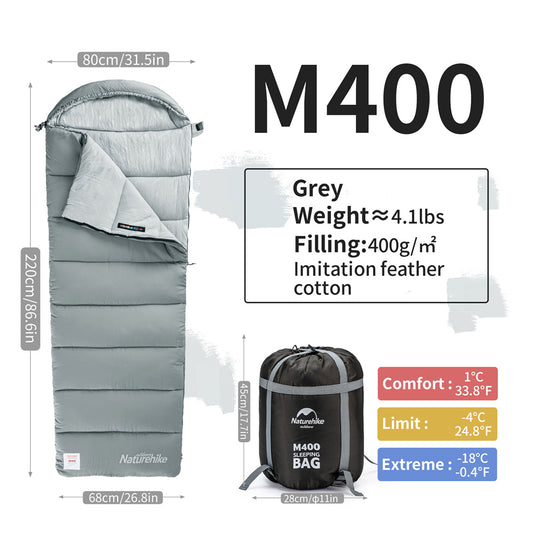 M180/300/400 Pongee Cotton Camping Sleeping Bag