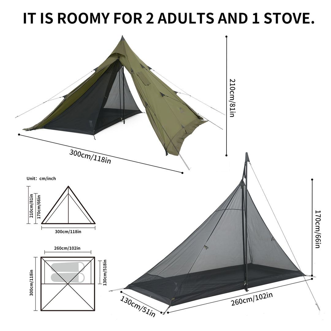 Flame Retardant 4-Season Camping Tent with Stove Jack