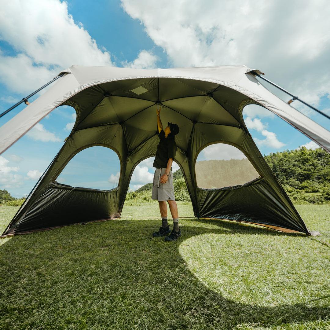 Cloud Boundar Self-supporting and Fast-opening Hexagonal Canopy