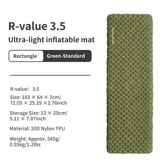 High R-Value Ultralight Outdoor Inflatable Sleeping Pad（R-value3.5）