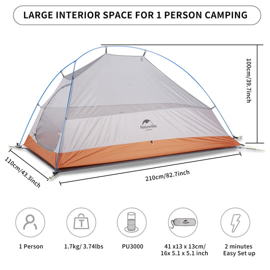 Cloud Up 1 Person 3-eason Camping Tent Ultralight 20D