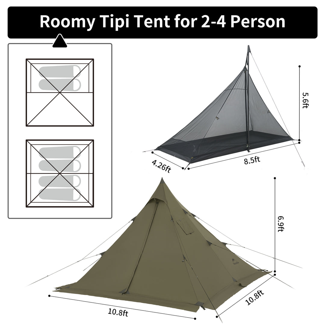 Flame Retardant 4-Season Camping Tent with Stove Jack